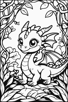Ausmalbild Drache f&uuml;r Kinder &ndash; Schwarz-wei&szlig;es Motiv zum Ausdrucken und Ausmalen