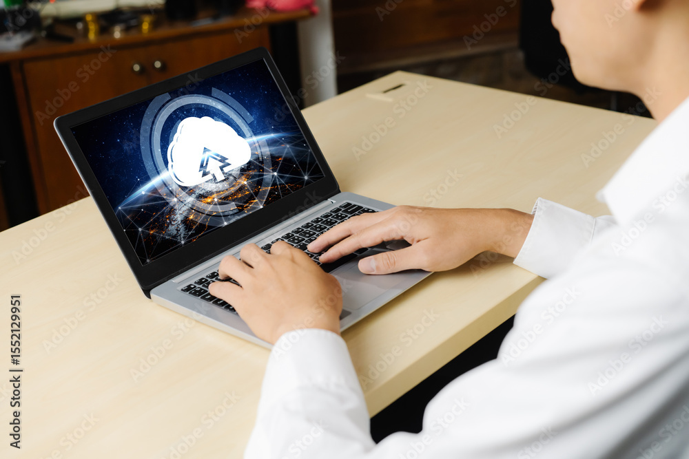 Poster cloud computing software for modish remote work and personal data storage