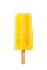 Bright Yellow Orange Flavored Ice Pop on Wooden Stick popsicle frozen treat