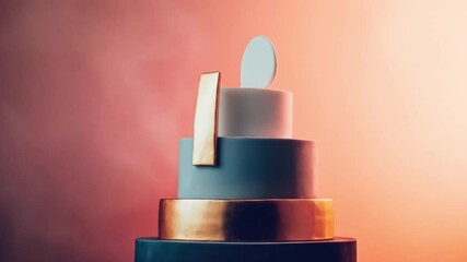 Elegant Minimalist Cake with Geometric Elements and Soft Lighting for Celebrations