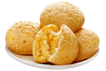 prato com receita brasileira de pão de queijo isoladoem fundo transparente 