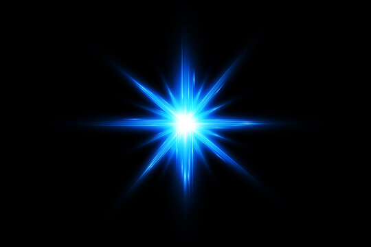 abstract blue lens flare light background with stars