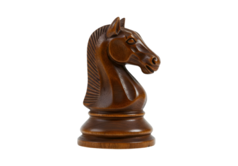 Carved Wooden Chess Knight PNG
