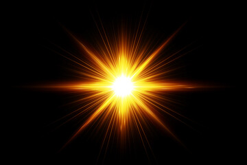 abstract golden lighting for background. digital lens flare in dark background 