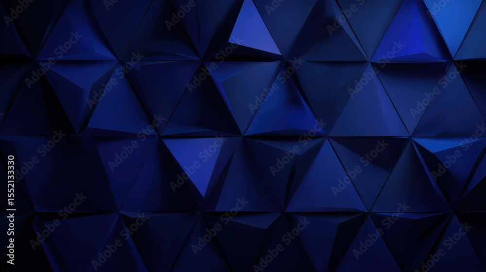 Poster dark blue triangular abstract background. geometric dark pattern background with lines composed tria