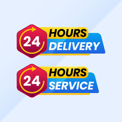 24 Hours Delivery and Service Label Vector Set