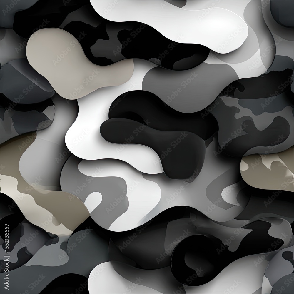 Poster complex and artistic topographic patterns in a black and white color scheme create a visually striki