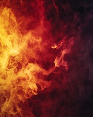 Vibrant Hot Smoke Blending in Fiery Red and Yellow Abstract Pattern