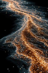 Golden Dust Trail Over Minimal Black Space