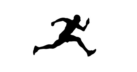 Fototapeta premium Runner silhouette sprint athlete running sport speed action black