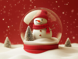 A realistic style snow globe with a simple, festive scene inside, such as a snowman or a small Christmas tree