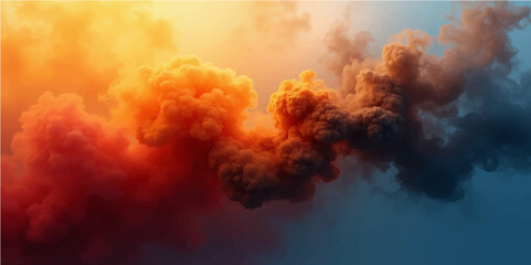 Dramatic cloudscape fills the blue sky with hints of a distant summer sun, capturing the dynamic atmosphere of nature's weather