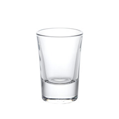 Clear shot glass on white background  