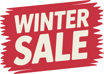 Obraz premium Bold Winter Sale Advertisement with Distressed Red Background and Cream Lettering for Marketing and Promotions