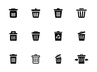 Set of Waste disposal with Person throwing trash into Bin flat, outline icon set. Waste sorting container vectors. keep clean, dispose of carefully and thoughtfully symbol isolated on transparent