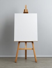 white foam board poster on an easel front facing, blank, exhibition, presentation, marketing, standing