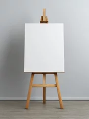 Fototapeten white foam board poster on an easel front facing, blank, exhibition, presentation, marketing, standing © Johannes