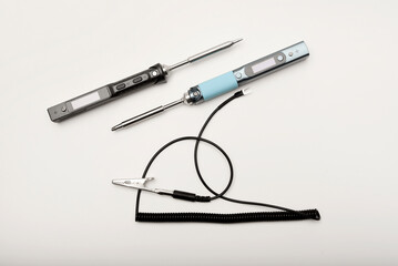 New electronic soldering irons with stingers. Soldering iron with a grounding wire.