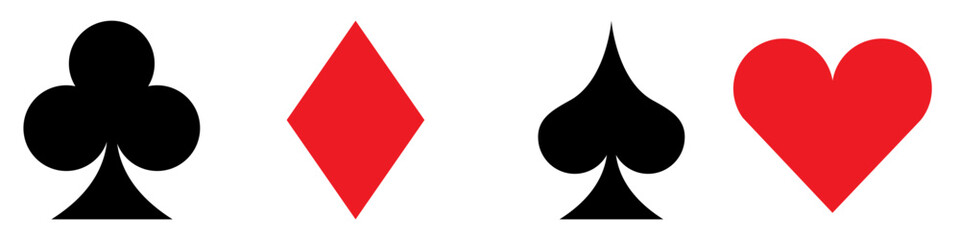 Cards icon vector set. Poker illustration sign collection. Casino symbol. Suit web icons.