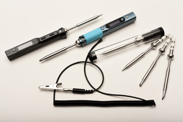 New electronic soldering irons with stingers. Soldering iron with a grounding wire.