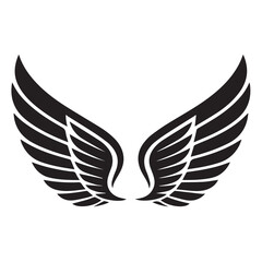 Stylized Angel Wings Silhouette – Elegant Black Vector Symbol of Freedom and Protection