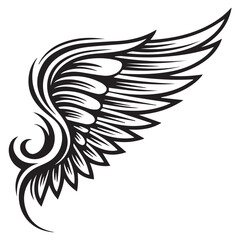 Obraz premium Feathered Wings Outline – Elegant Vector Illustration for Tattoos and Logos