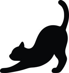 Silhouette stretching cat arching back simple Vector Illustration