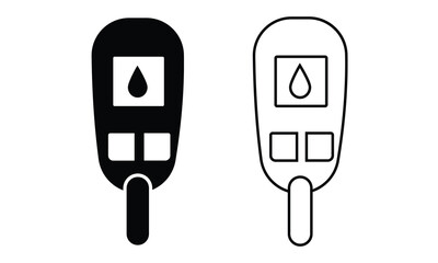 Blood glucose meter icon vector. Silhouette of blood sugar meter vector. Outline icon of blood glucose meter for app, web, logo design. Vector illustration. 