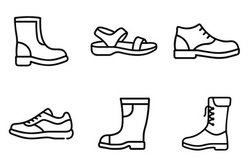 Various footwear icons including boots, sandals, and sneakers  