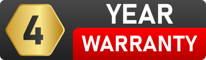 Obraz premium 4 Year warranty ,Banner Label Sign Vector Design. 4 Year warranty label, badge, icon, logo. Parallelogram rhombus shape