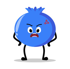 Cute Hand Drawn blueberry angry