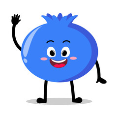 Cute Hand Drawn blueberry Face Wave Hello
