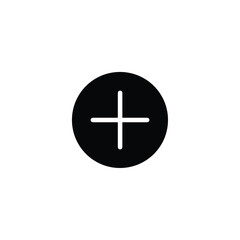 Obraz premium Solid Plus Circle Icon Negative Space Add