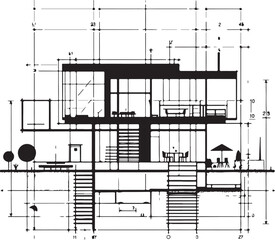 Minimal House Blueprint Diagram Vector