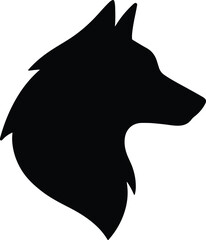 Silhouette wolf head profile vector illustration animal symbol design