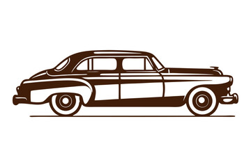 Vintage Classic Car Silhouette: A meticulously rendered silhouette of a vintage classic car, showcasing timeless elegance and automotive heritage.