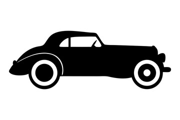 Classic Car Silhouette: Elegant silhouette of a vintage coupe, showcasing classic car design elements. Perfect for automotive, nostalgia, or travel themes.
