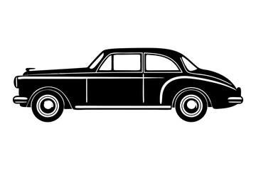 Obraz premium Classic vintage car: Sleek silhouette of a classic vintage car, exuding timeless elegance and automotive heritage, perfect for design and transportation concepts. 