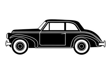 Vintage Car: A sleek, vintage car illustration, elegantly presented with a bold silhouette, symbolizing classic design and automotive heritage. 