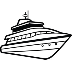 Obraz premium Illustration of a Detailed TwoStory Yacht with Antenna and Portholes Outline