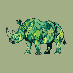 World Rhino Day vector illustration with solid colors, featuring rhinos, nature elements, and conservation themes for wildlife protection and awareness campaigns.