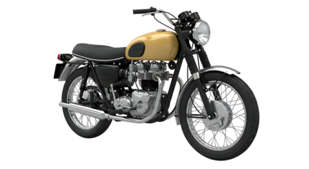 A classic vintage motorcycle with a tan fuel tank and chrome details.