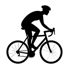 Fototapeta premium Silhouette Cyclist: The stark silhouette of a cyclist captured mid-ride on a racing bicycle, depicting motion and adventure.