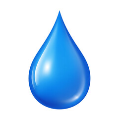 Single blue water drop clean liquid design element isolated on white background 