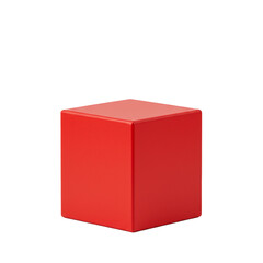 red cubic display box on white background 