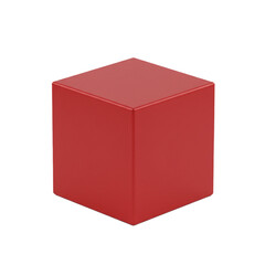 red cubic display box on white background 