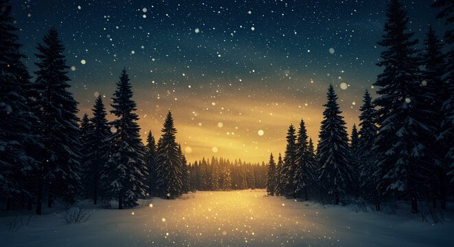 Winter Wonderland: Snowy Forest at Sunset
