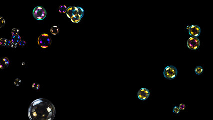 Soap bubbles isolated on a black background