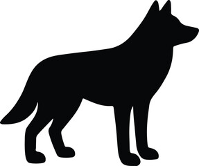 Silhouette of a german shepherd standing profile Vector Illustration