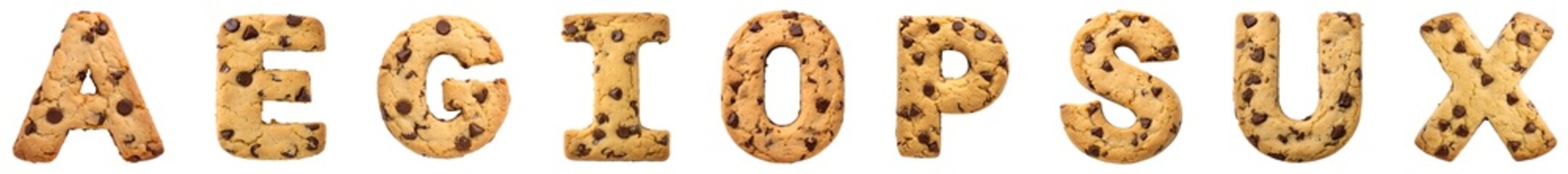 Chocolate Chip Cookie Alphabet A E G I O P S U X Letters Set